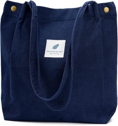 Grote Corduroy Tote Bag met Binnenzak voor Dames