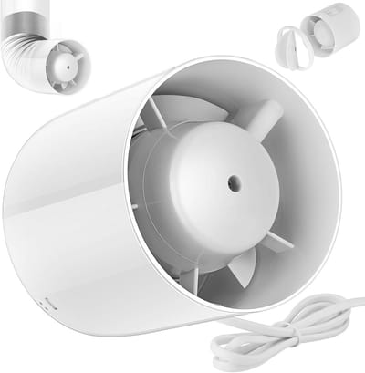 Afzuigventilator 150 mm - Krachtige en Stille Koker Ventilator voor Badkamer, Keuken, Kas en Garage
