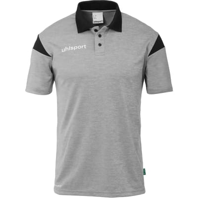 Uhlsport Squad 27 Polo Kinderen - Donkergrijs Gemeleerd / Zwart | Maat: 140