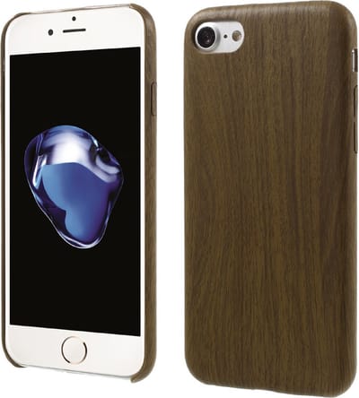 Peachy Silicone houten hoesje geschikt voor iPhone 7 8 SE 2020 SE 2022 Wooden TPU cover Donker imitatie hout