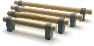 Home 3D ® - Handgrepen Grijs - 2 Stuks - Beukenhout – Gemaakt in Nederland – Inclusief Schroeven - Voor Keuken, Kast en Meubel