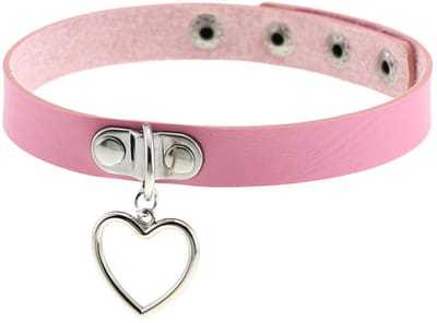 Sleutelbeenketting - Halsomtrek 32 cm~38 cm - Choker met hartvormige hanger - Halsband voor dames - Gotische leren choker - Punkstijl ketting - Choker - Halsband - Halsketting - Metalen choker - Kettingchoker - Bikerchoker - Halsring