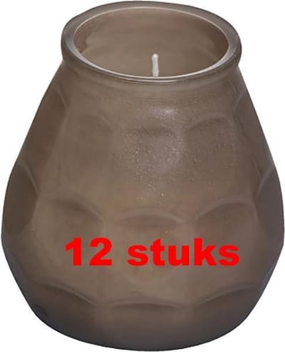 12 stuks Bolsius Twilights taupe glazen kaarsen 104/99 (70 uur)