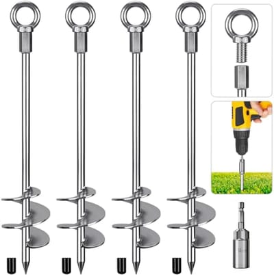Zware Grondankers - 46 cm Schroefharingen voor Trampoline, Schommel en Camping - 4 Stuks