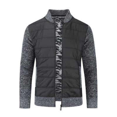 ALLTHEMEN Heren Cardigan met Opstaande Kraag - Color Block Trui met Ritssluiting - M