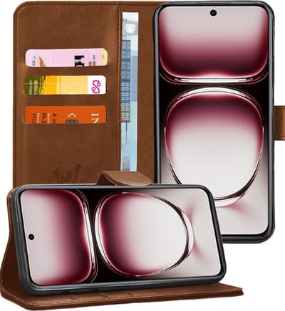 Hoesje geschikt voor Oppo Reno 12 - Portemonnee Book Case Bruin