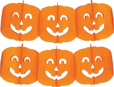Halloween feestslinger pompoenen - 2x - 3 meter - oranje - van papier