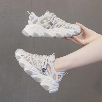 Daddy Schoenen Dames Dikke Zool Verhogend Alles-match Ademend Witte Schoenen Zomer Dunne Casual Witte Mesh Sneakers 35 white