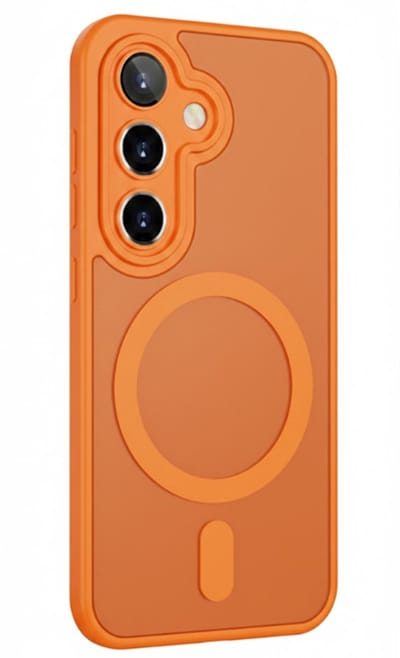 Hoesje Geschikt voor Samsung Galaxy A57 - Oranje - Casemania Matte Armor Magnetische Back Cover - Geschikt voor MagSafe Telefoonhoesje - Val/Stoot Bescherming met Camera Protection