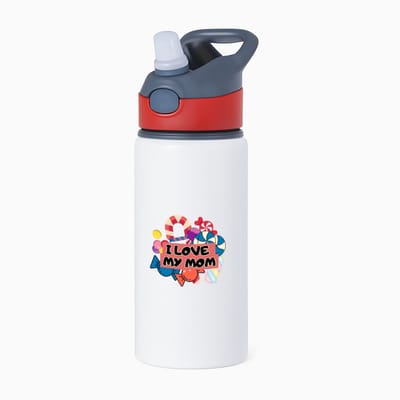 Hacebo® - Mama cadeau - waterfles met rietje rood - cadeautje - met opdruk - Verjaardag - Moederdag - Mama cadeau - Mama cadeautjes - Moederdag cadeau - Mama cadeautjes verjaardag - liefste Mama - water fles - 650ML
