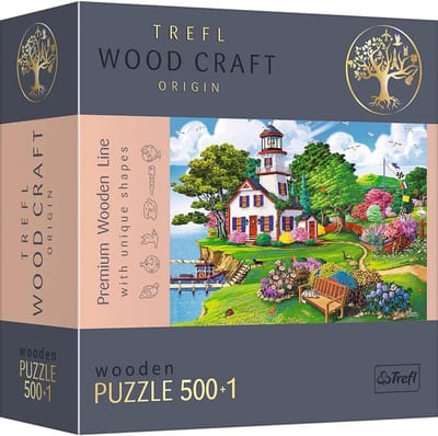 Houten Puzzel Zomerhaven - 500+1 Stukken, Onregelmatige Vormen, Reizende Figuren - Moderne Premium Legpuzzel voor Volwassenen en Kinderen vanaf 12 Jaar