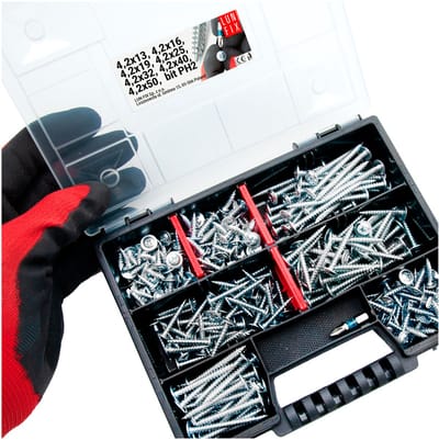 LUN FIX - Plaatbouten assortiment - 290 stuks - met koffer - bit assortimentsdoos