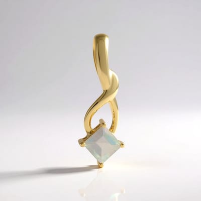 Cavill - Zilveren hanger 925 Sterling zilver verguld - Welo-opaal 0,558 ct vierkant - Elegante Ethiopische opaal - Tijdloze sieraden 28x10 mm