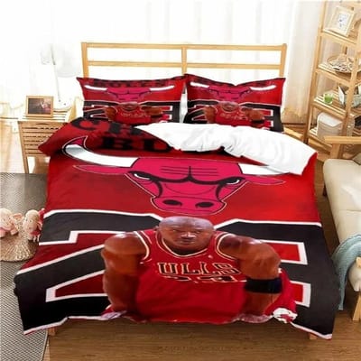 Amerikaanse Basketbalster Nee. 23 Beddengoedset Jongens Meisjes Eenpersoons Tweepersoons Maat Dekbedovertrek Kussensloop Bed Kinderen Volwassenen Hometextiel AU Single 140x210cm