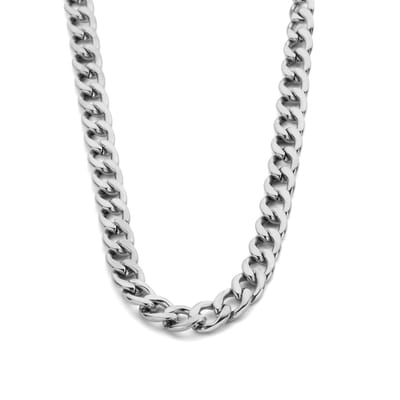 MIASOPHIA 4-MS22002 Stalen Gourmette Ketting - 45cm - 9.5mm Breed - Staal - Zilverkleurig