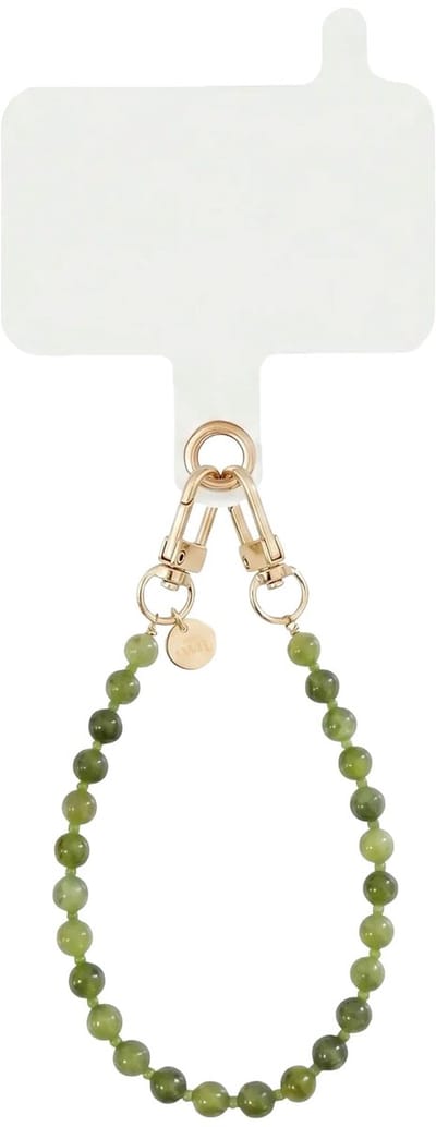 xoxo Wildhearts telefoonkoord met clip - Deep Olives - Kort koord - Geschikt voor iPhone - Geschikt voor Samsung - Phone cord met koord clip - Easy Cord - Telefoonketting - Groene kralenketting