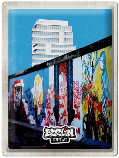 Blechschild Reise 30x40cm Berlin Berliner Mauer Graffiti