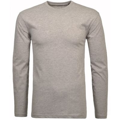 Ragman T-Shirt Long Sleeve Round Neck Cotton Grijs Melange / male