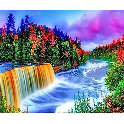 5D Diy Diamant Schilderij  Regenboog Waterval Landschap  Strass Diamant Borduren Home Decor Kit 20X30CM black