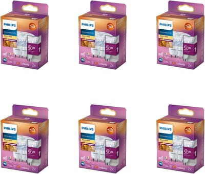 Philips Voordeelverpakking - GU10 - LED Spotlamp - 50W - Dimbaar - Warmwit Licht - Set van 12 Stuks