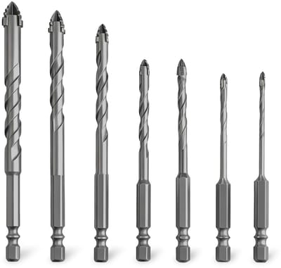 Glasboor Set - Tegelboor Excentrisch - Hard Materiaal Boren - Vier Snijkanten - 7 Delig - Metaal