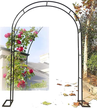 Tuinboog - Rozenboog Prieel - Klimplanten Ondersteunen - Weerbestendig Metaal - 350 x 220 cm - Zwart