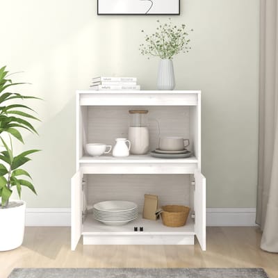 vidaXL - Dressoir - 60x34x75 - cm - massief - grenenhout - wit