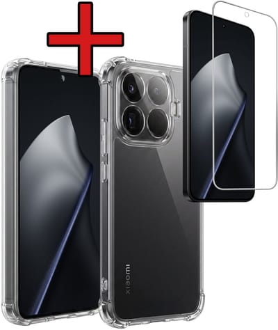 Hoesje - Met Screenprotector - Geschikt voor Xiaomi 15T Pro - Sterk & Shockproof - Back Cover - Siliconen Case - Telefoon Hoes - Shock Proof - Telefoonhoes - Transparant