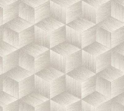 3D RETRO BEHANG | Grafisch - Grijs Warm Wit - A.S. Création Natural Living D`eco