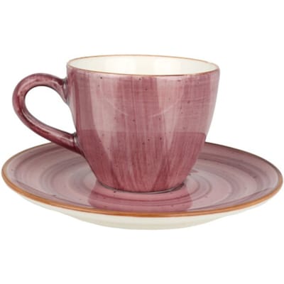 Bonna Aura Blackberry - Espresso kopjes & schotel - 80 cc - Porselein - set van 6