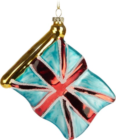 BRUBAKER Vlag Groot-Brittannië - handbeschilderde glazen kerstbal - 10 cm boombal - Britse vlag - mondgeblazen kerstboomversiering - figuur grappige decoratieve hanger
