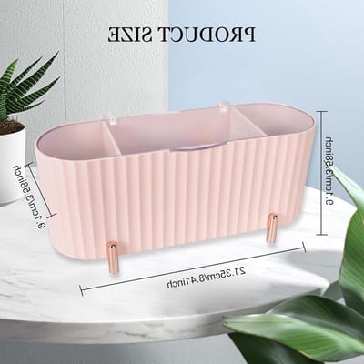 Transparante Makeup Pad Organizer met 3 Compartimenten en Deksel voor Stofvrije Opslag van Schoonheidsaccessoires en Make-up Tools (Roze)