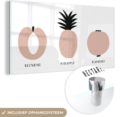 MuchoWow® Glasschilderij 40x20 cm - Schilderij acrylglas - Fruit - Pastel - Design - Foto op glas - Schilderijen