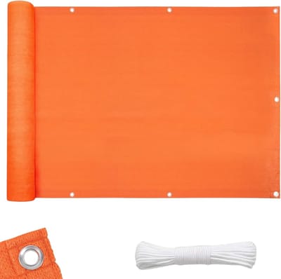 FLOORDIREKT HDPE Balkonscherm - Privacyscherm - Balkondoek - Zichtdoek - Oranje - 90 x 500 cm