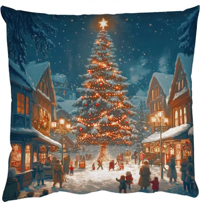 Sierkussens - Kussentjes Woonkamer - 50x50 cm - Kerstfeest - Dorp - Donker
