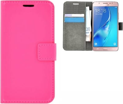 Roze Effen Wallet Bookcase Hoesje Geschikt voor Samsung Galaxy J5 (2017)