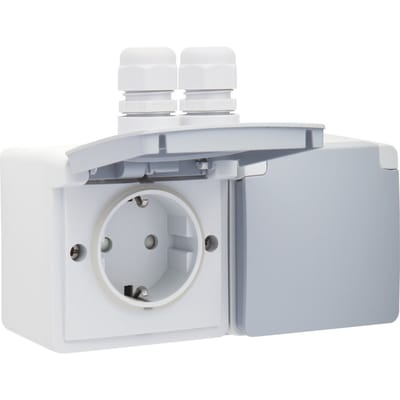 Dubbele Horizontale Spatwaterdichte Stopcontactuitgang 16A 250V IP44 (Europese Stekkerdoos) - 700-37836