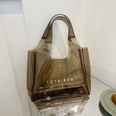 Plastic Transparante Tas Nieuwe Zomer Grote Capaciteit Niche Zomer Tote Bag Dames Jelly Schoudertas brown