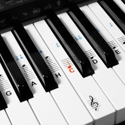 kwmobile piano notenstickers voor klavier - Voor 49 61 76 of 88 toetseninstrumenten - Transparant vinyl pianostickers - Met handleiding