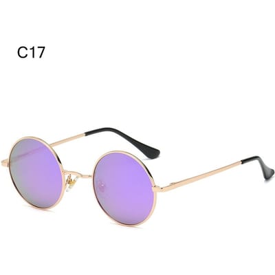 Gepolariseerde kleine ronde zonnebril Retro kleurrijke metalen punk tinten UV400 bescherming Brillen voor mannen en vrouwen C17 pink