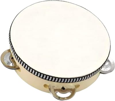 Houten Tamboerijn - Handtrommel Muziekinstrument - Muziek Maken - Gladde Randen Veilig - 20 cm - Natuurlijk Hout