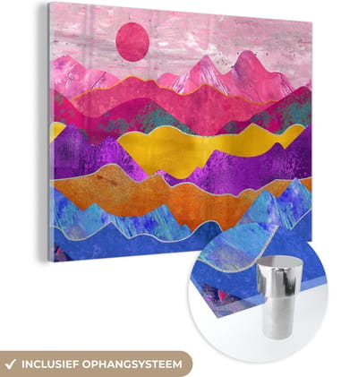 MuchoWow® Glasschilderij 40x30 cm - Schilderij acrylglas - Bi - Pride - Marmer - Foto op glas - Schilderijen