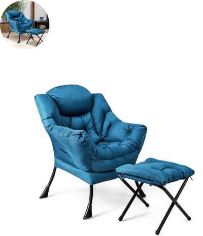 Fauteuil - Relaxzetel - Relaxstoel - Relaxfauteuil - Stoel - Met armleuning - Met voetenbank - Voor één Persoon - Blauw