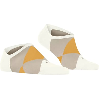 Burlington Clyde platte naad met argyle katoen sneakersokken enkelsokken heren wit - maat 40-46