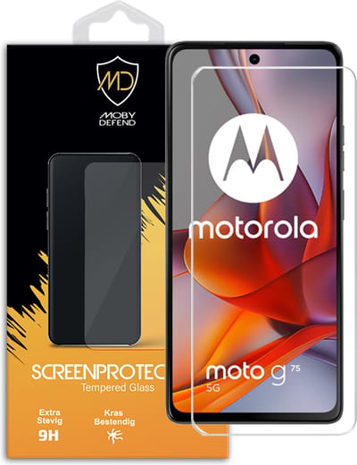 MobyDefend Screenprotector - Geschikt voor Motorola Moto G75 - Case-Friendly Screensaver - Gehard Glas