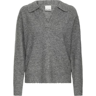 Ichi IHMACON LS9 Dames Trui - Dark grey melange