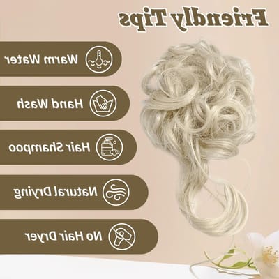 Messy Bun Haarstuk voor Vrouwen, Elastische Haaraccessoires voor een Rommelige Knot, Perfect voor Ponytails en Casual Stijlen (Platina Blond)