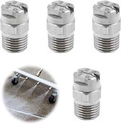 Set van 4 vervangende hogedrukspuitmondstukken voor hogedrukreinigers - 304 RVS, 1/4 BSPT, 65 graden, 1.1 mm opening
