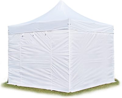 3x3 m Easy Up partytent Vouwpaviljoen PVC brandvertragend met zijwanden, PROFESSIONAL alu 40mm, wit