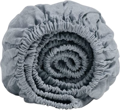 Yumeko hoeslaken gewassen linnen schemerblauw 90x200x30 - Biologisch & ecologisch